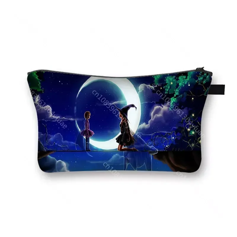 Galaxy Starry Night Printed Female Storage Makeup Bags Women Girls Clutch Bags Cute Star Travel Container Cosmetic Case