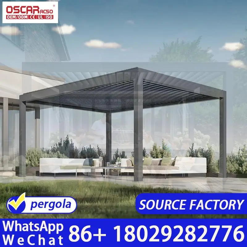 Waterproof Aluminum Garden Pergola Adjustable Roof Outdoor Sun Shelter Patio Deck Backyard 3x6 with LED Lights Sturdy Stylish Mo