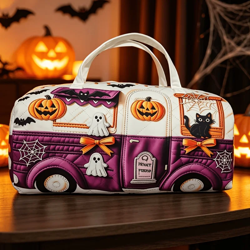 Halloween Gothic-Style Quilted Backpack for Outdoor Use Travel Bag with Ample Capacity Casual and Unique Festive Style