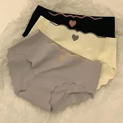 Ice Silk Seamless Mid-waist Love Women's Underwear Comfortable Sexy Breathable Pure Cotton Underwear Women