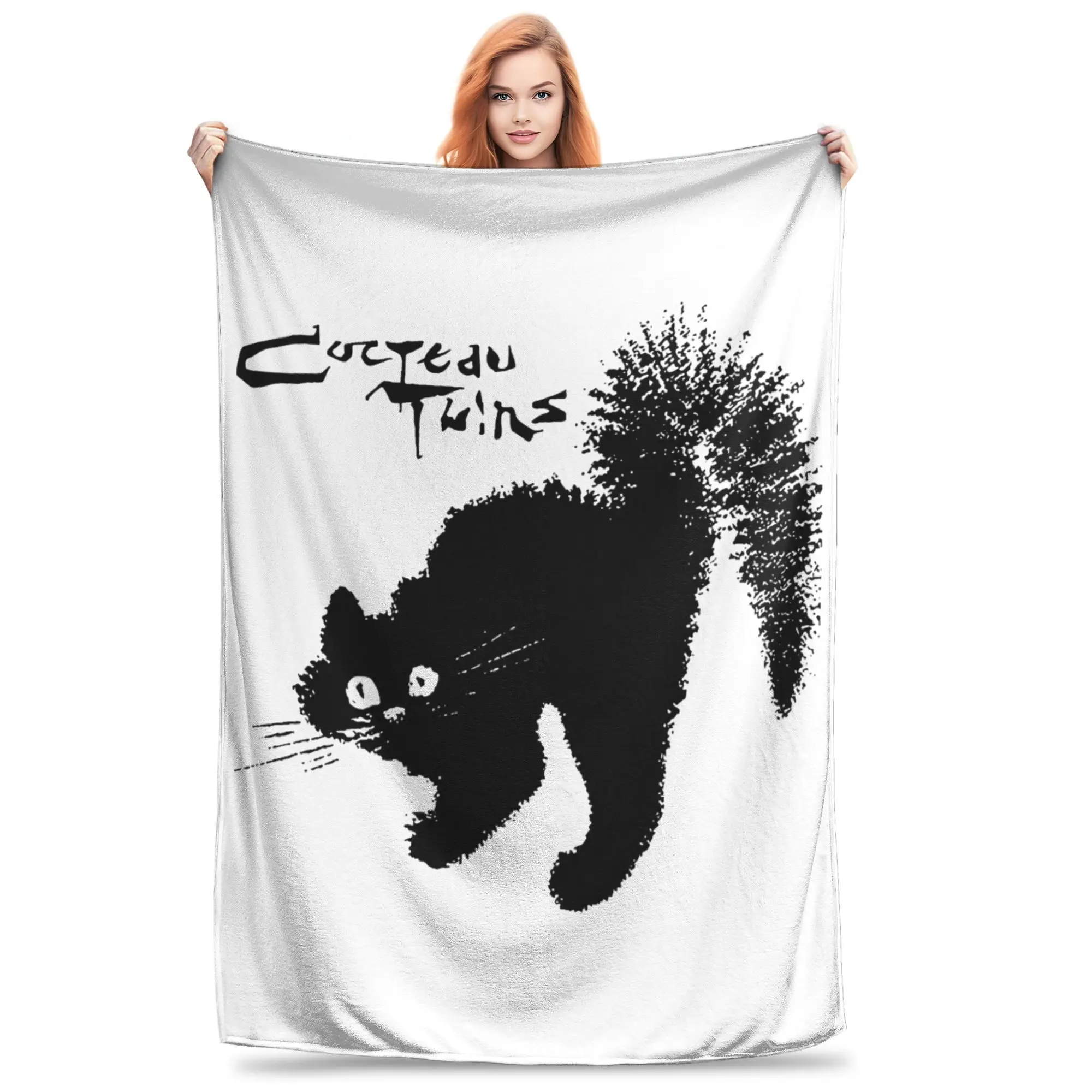 Cocteau Twins Black Cat Blanket Flannel  Winter  Portable Ultra-Soft Throw Blankets for Sofa Bedroom Bedspread