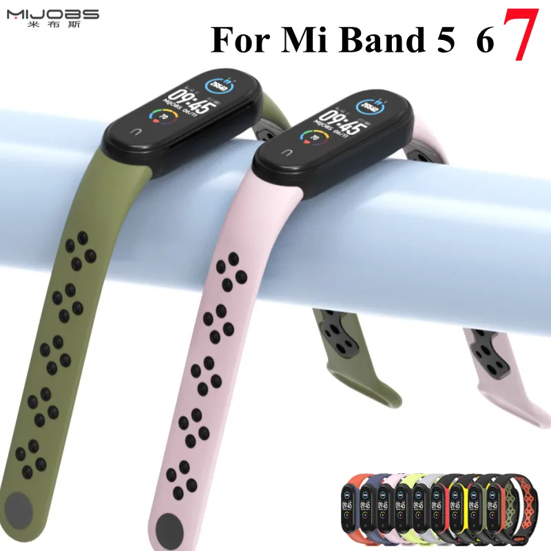 Sport wrist Strap for Xiaomi mi band 7 6 5 dual color sport Silicone Bracelet for Mi band 6 5 band7 smart watch bracelet