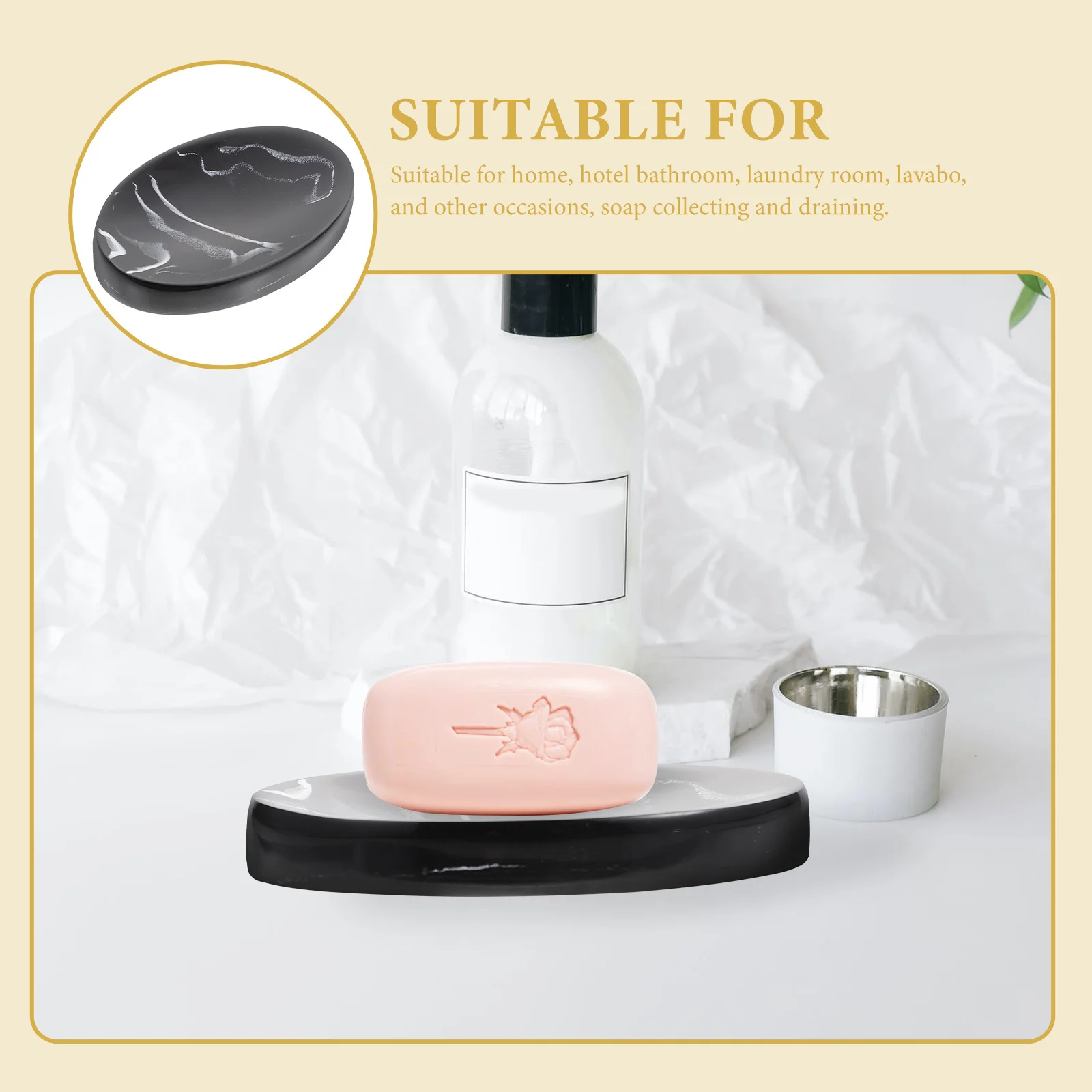 

Marble Pattern Soap Dish Nordic Style Resin Soap Holder with Drainage Design for Bathroom Kitchen Hotel Household Use