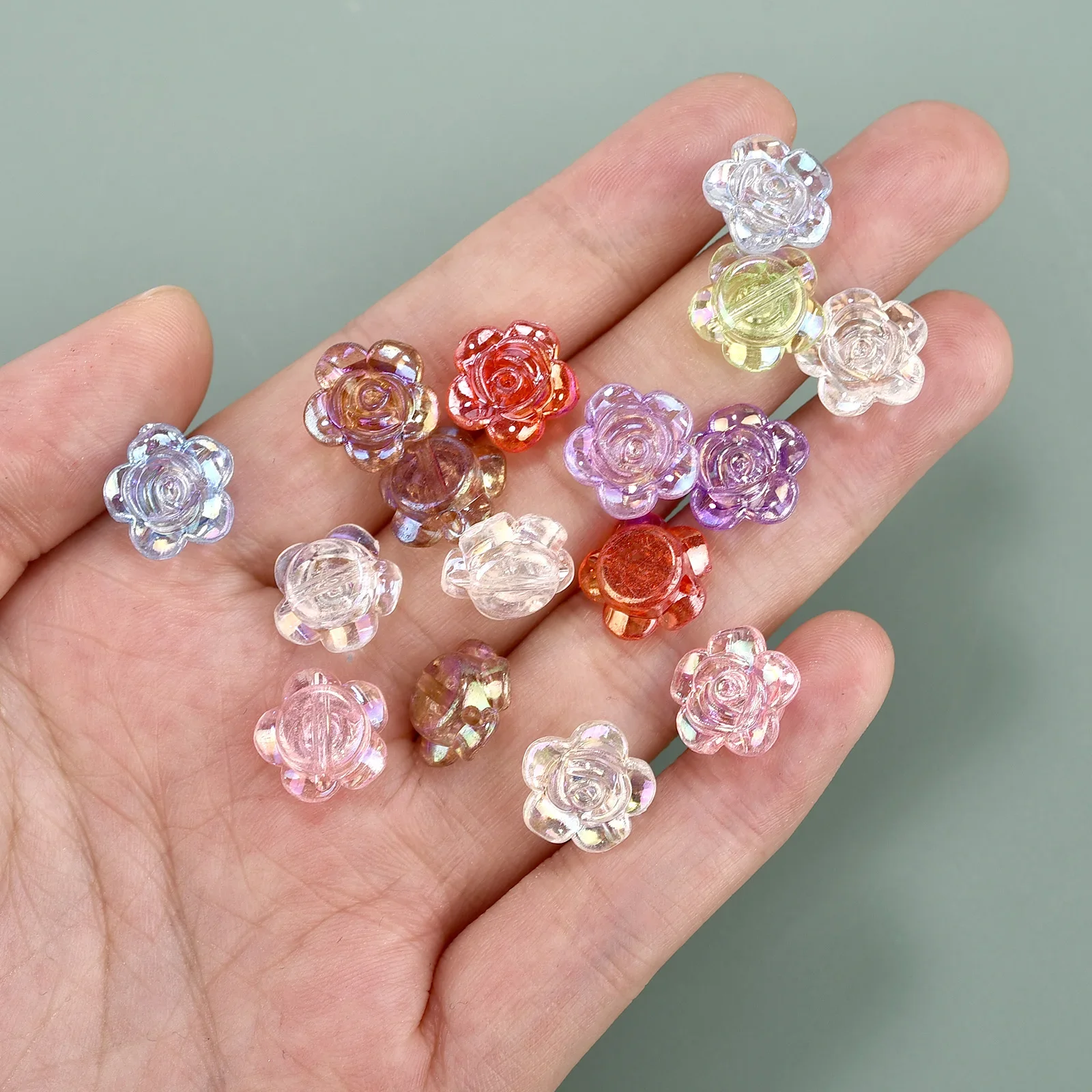 

50 шт. 12 мм цветные прозрачные розы акриловые свободные бусины-разделители для изготовления ювелирных изделий DIY браслет ожерелье аксессуары