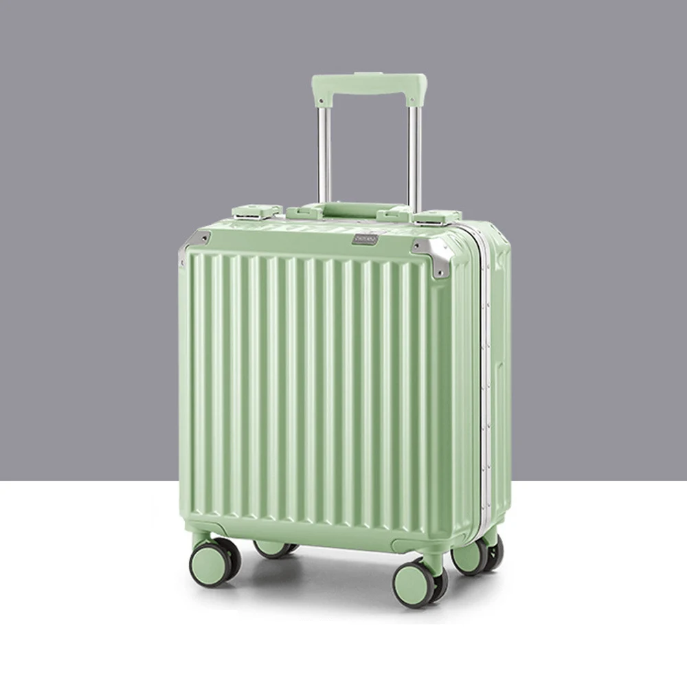 Pink 18“Aluminum Magnesium Alloy Luggage Men/Women Travel Suitcase With Telescopic Pull Rod Spinner Size:43-25-40cm