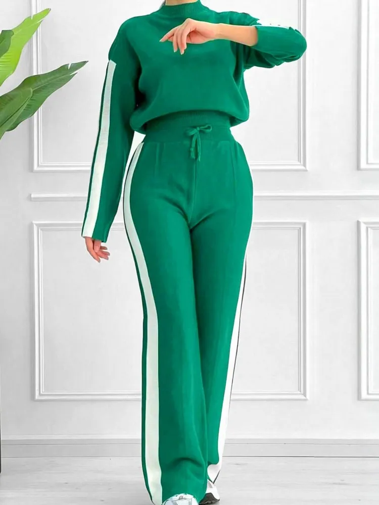 

Женские комплекты из 2 предметов, Новое поступление 2025, осенне-зимние одинаковые комплекты, комплекты из двух предметов, топ и брюки, костюмы, женская одежда