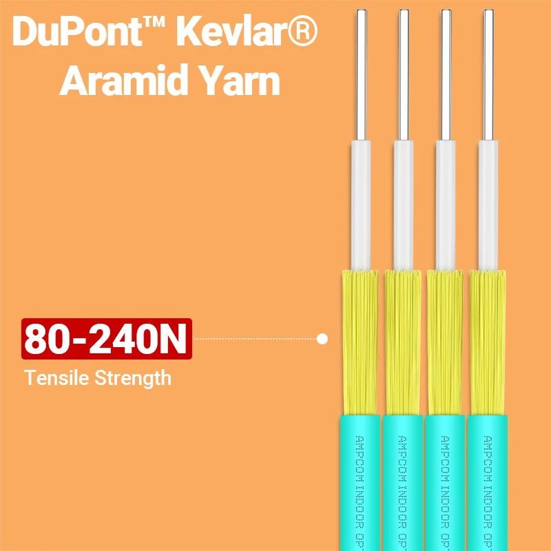AMPCOM-OM3 SC to FC UPC 광섬유 패치 케이블, 다중 모드 이중 척도 50/125μm 10Gbps 구부러지지 않는 2.0mm 광섬유 코드