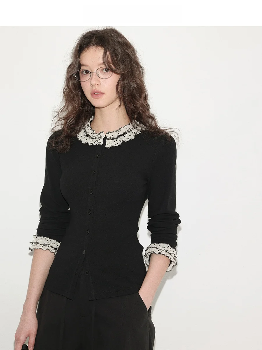 

CHACHASTU Women's Slim Fit Long Sve round Ne irt Waist Cinching Early Spring Faionable Outerwear irt High Elastici