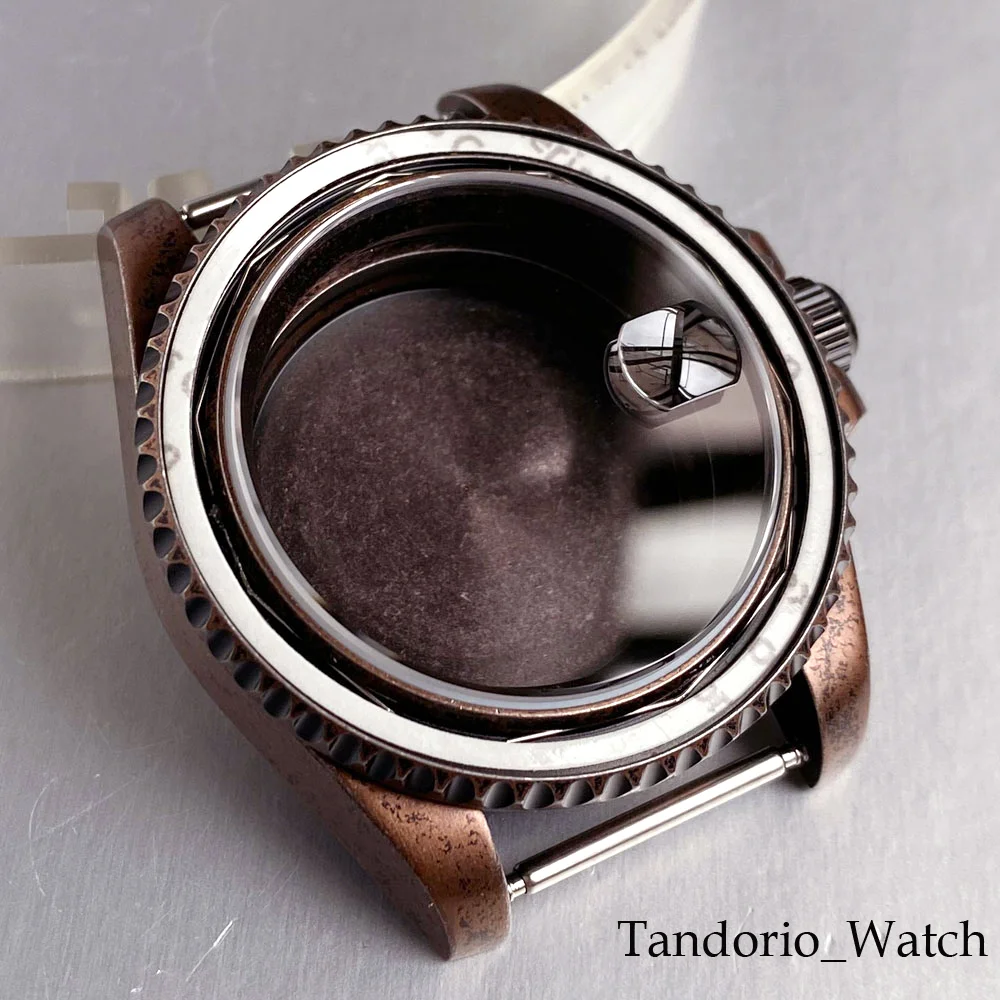 الرجعية مطلي العتيقة النحاس 40 مللي متر ساعة الحال بالنسبة NH35 NH36 ETA 2824 السيارات الرجال ساعة أجزاء الياقوت الزجاج الفرعية ساعة #6