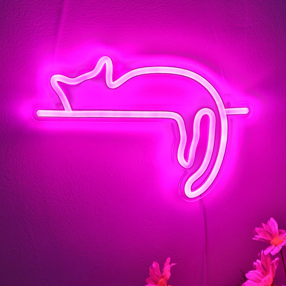 1pc Cute Pink Cat Wall LED Neon Sign Light For Party Gallery Pub Club Bar Shop Decoration Gifts 10.79\'\'*7.24‘’