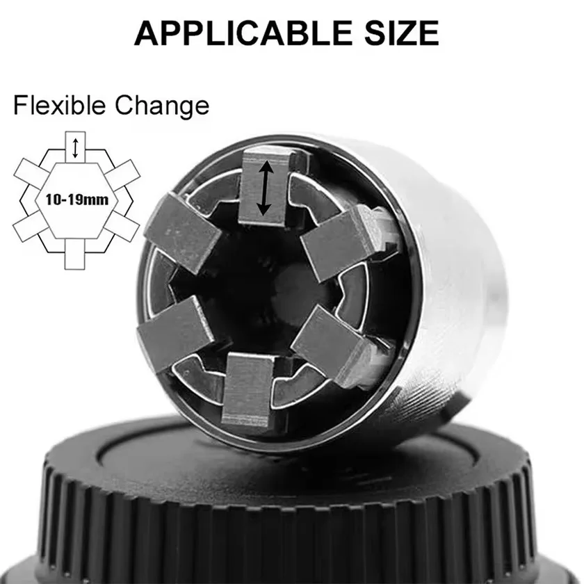 Adjustable Universal Socket Wrench Grip Adapter, 10-19mm Hex Head Nuts And Bolts Driver Tool, For 3/8" Drive Ratchet Torque Wren - view 3