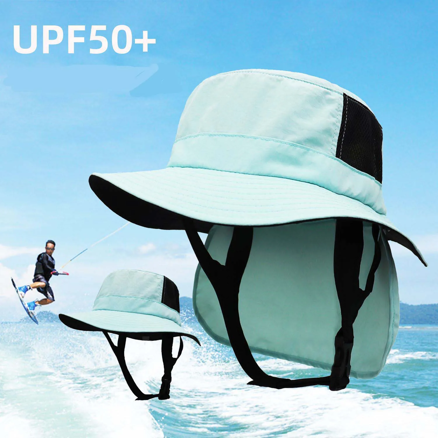 

UPF50+ Large Brim Detachable fisherman's Hat Cycling Safari Adventure Fishing quick-dry Hat Sunscreen Neck Protector Surfing Cap