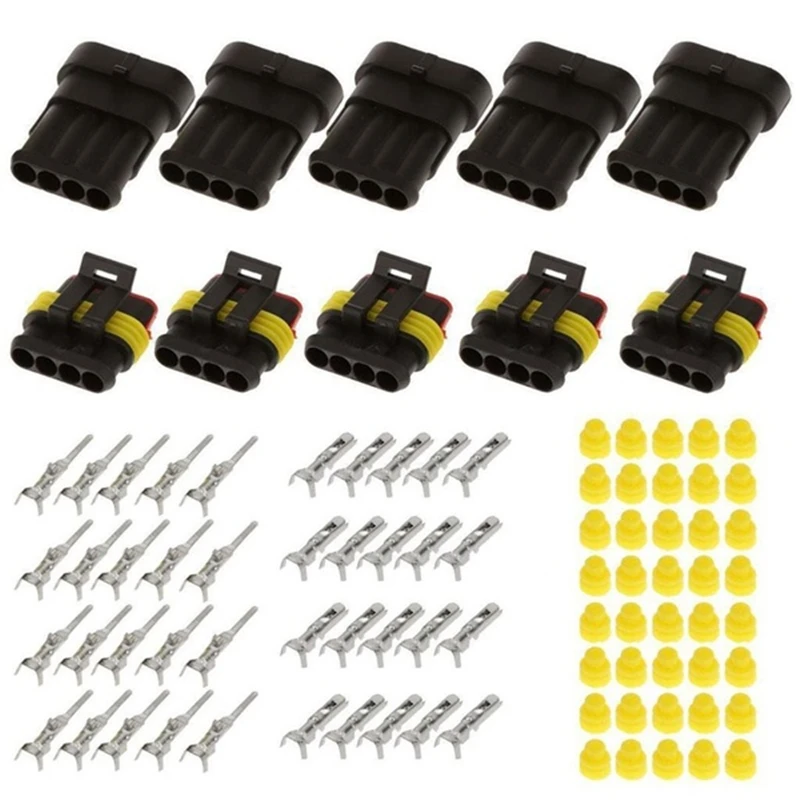 15Sets 2pins/3pins/4pins Way AMP Super Seal Waterproof Electrical Wire Connector Plug for Car Waterproof Connector