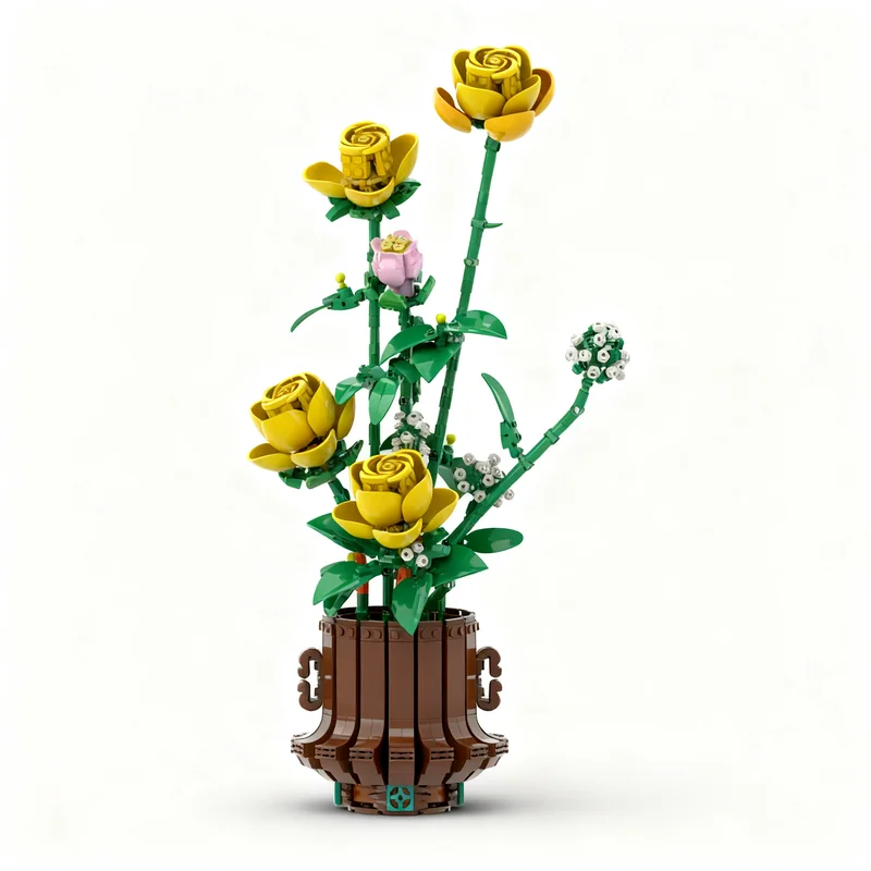 809pcs MOC Potted Plant Ornament Botanicals Model Building Blocks Christmas Gift DIY Craft Collection Assemble Display Creative