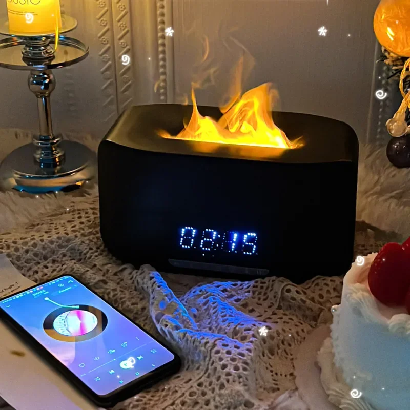 Flame Aromatherapy Humidifier Bluetooth Speaker Integrated Home Silent Bedroom Appearance Atmosphere Light Speaker Female Gift