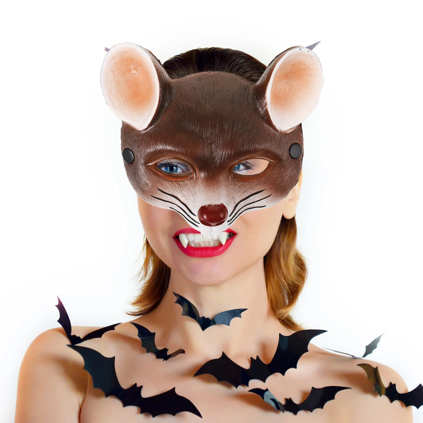 

2pcs Halloween Carnival Rat Masks For Adults And Kids Realistic Animal Head Costume Mask For Parties Cosplay