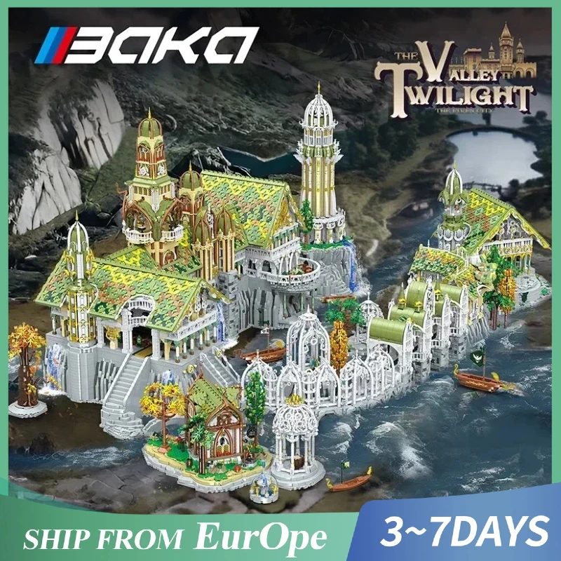 Der Herr der Ringe Elfen-Rivendell Baustein-Set, Modulare Gebäude-Modelle aus dem Film 'Twilight Valley', Bausteine für Erwachsene als Geschenk