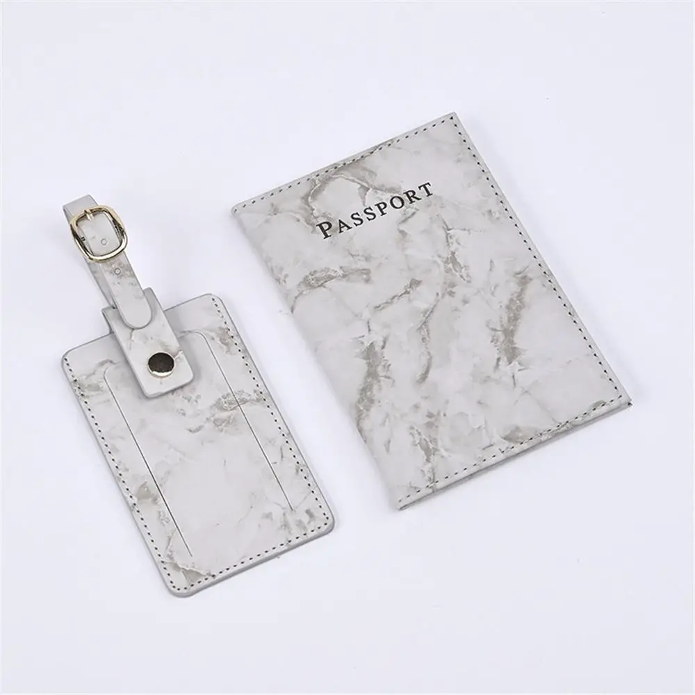 2Pcs/Set Leather Passport Cover Portable Universal Men Women Credit Card Holder Travel Luggage Tag Fashion Passport Holder