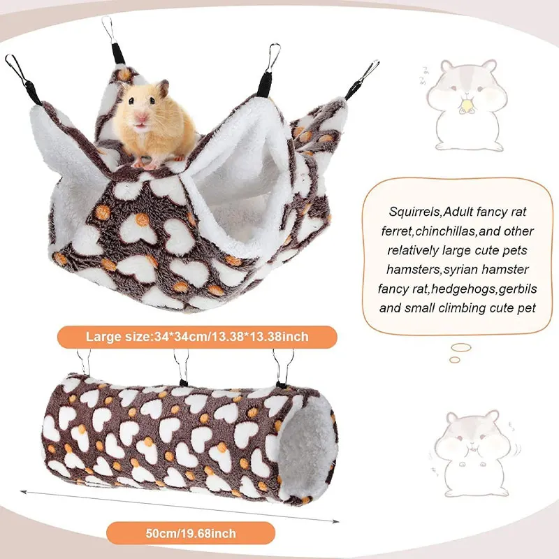 2set double-layer comfortable pet hammock for small animals. Warm pet bed suitable for hamsters, guinea pigs, rabbits, chipmunks