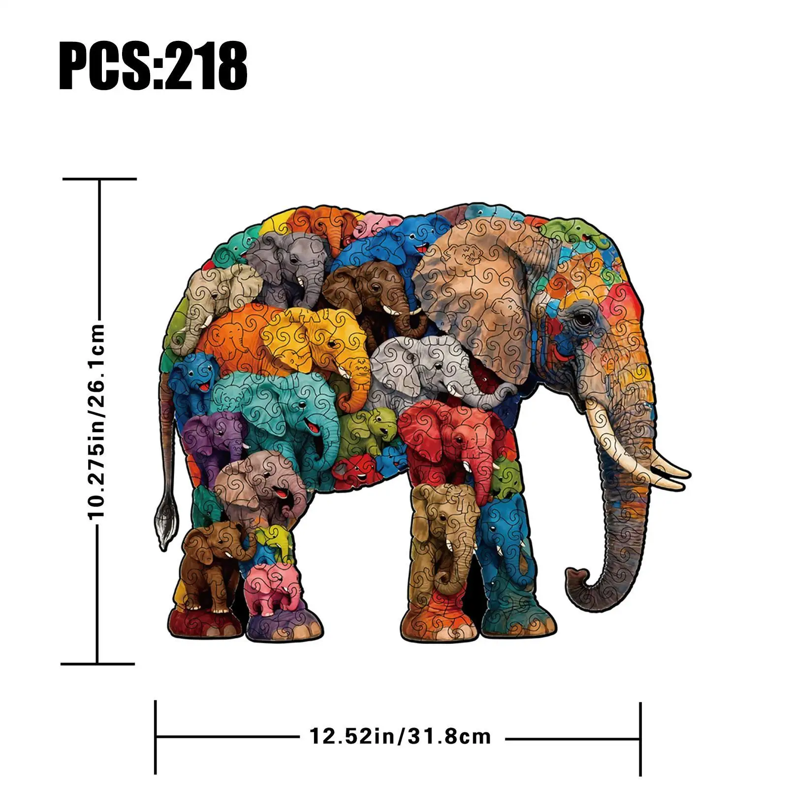 ألغاز خشبية للبالغين 218 قطعة على شكل حيوان لعبة تحدي ألغاز خشبية على شكل فيل للبالغين للأطفال والمنزل العائلي