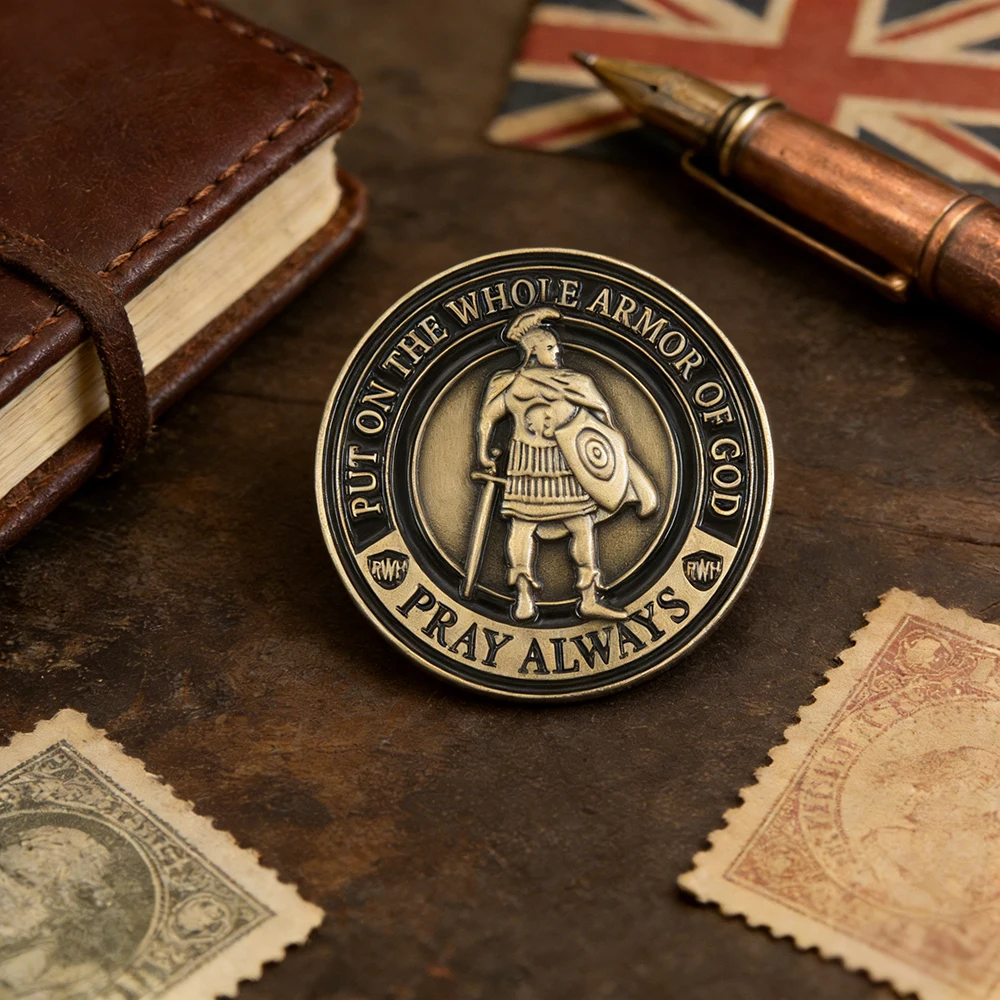 Put On The Whole Armor Of God Eamel Pin Pray Always Roman Soldiers Brooch Commemorative Badge Gifts Bible Ephesians