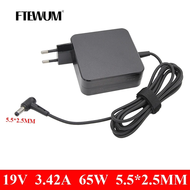 FTEWUM 19V 3.42A 65W 5.5*2.5mm EU AC Charger Laptop DC Adapter ADP-65DW For ASUS x450 X550C x550v w519L x751 Y481C Power Supply