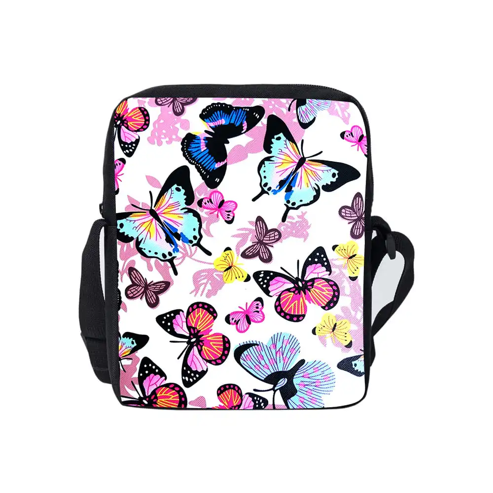Beautiful Butterfly Daily Single Sided Messenger Bag for Boy/Girls Children Best Gifts 2D Flat Cartoon Casual Crossbody Bag