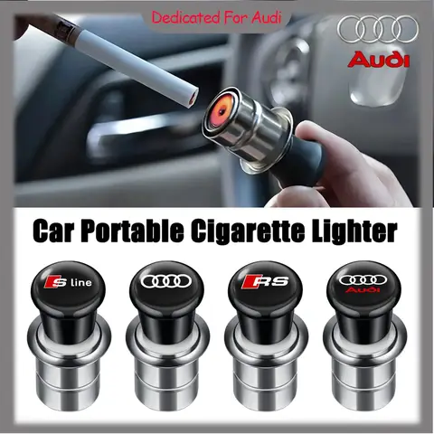 12V Portable Car Emblem Cigarette Lighter Professional Cigar Lighter For Audi Q5 Q3 Q2 Q7 A3 B5 B6 B7 B8 B9 8P 8V 8L A5 A4 C6 C5