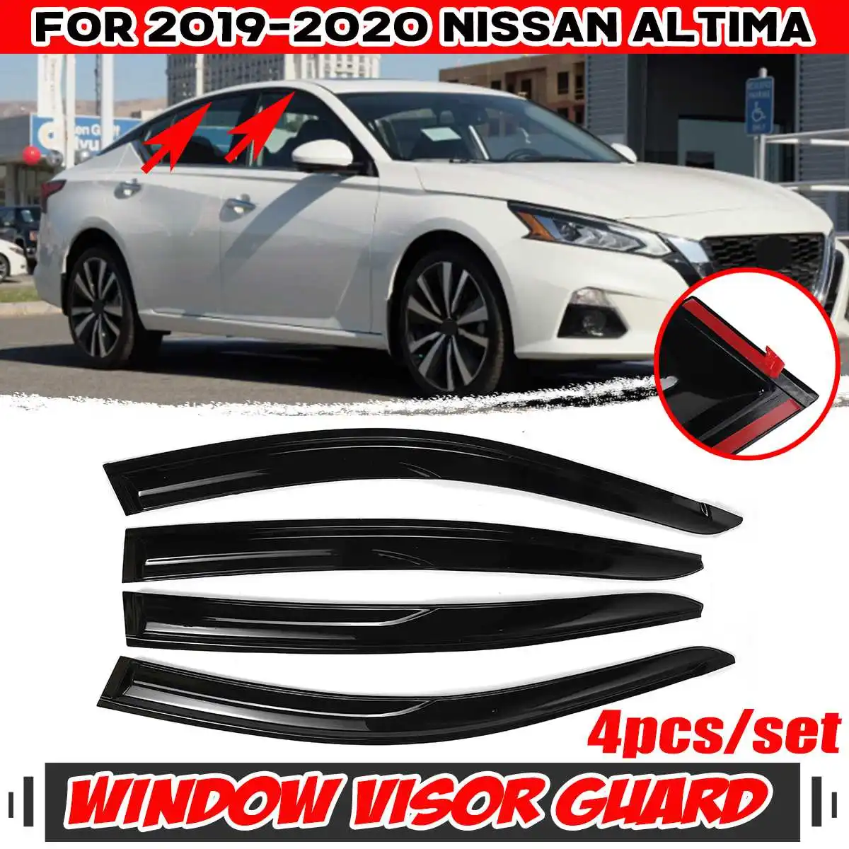

4pcs Car Door Window Vent Visor Deflector Sun Rain Guard Shade For Nissan For Altima Sedan 2013-2020 Awning Shelter Decoration