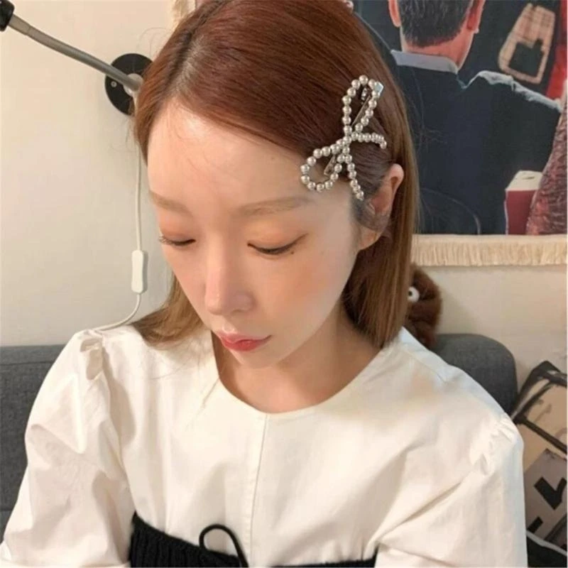

Elegant Hair Pin Bead Bowknot Hairclip Hair Styling Decors Side Hair Clip 15UB