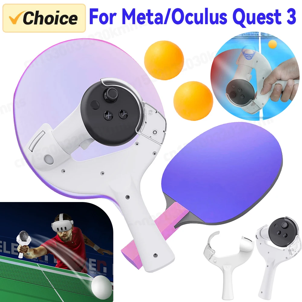 Table Tennis Adaptor for Meta/Oculus Quest 3 Controller Handle Grip VR Gaming VR Game Experience for Oculus Quest 3 Accessories