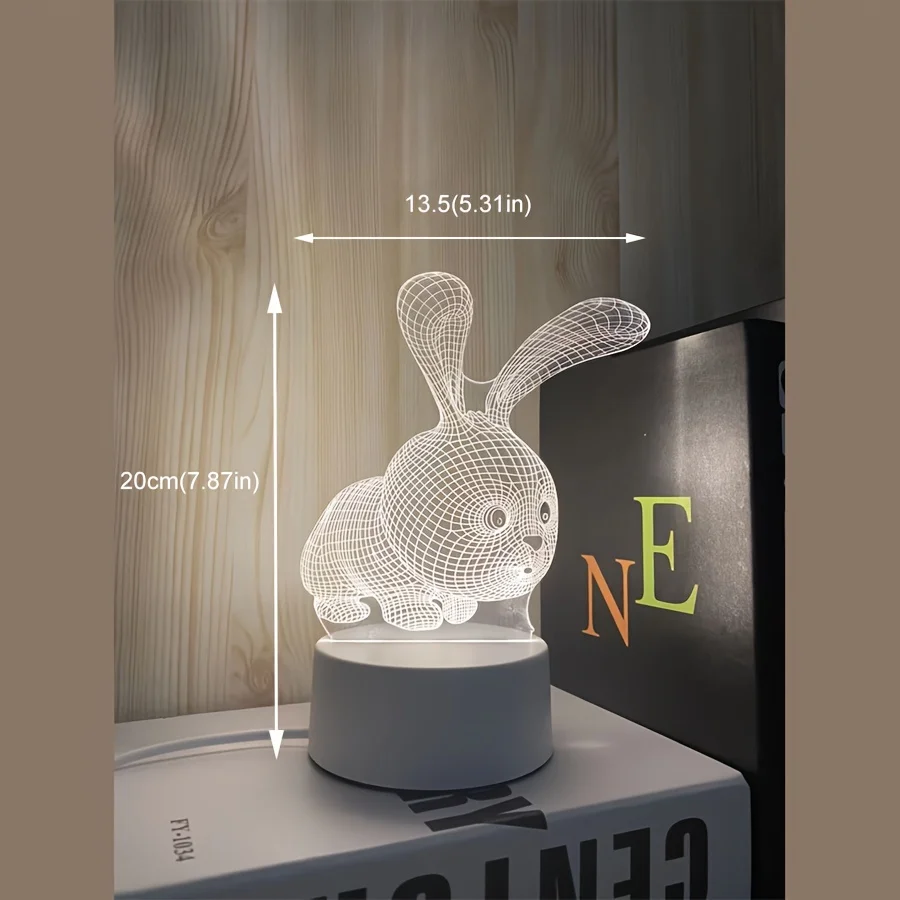 Creative Big White Rabbit Series Light, luce notturna modello luce calda monocolore, regalo di festa per famiglia, amici, natale