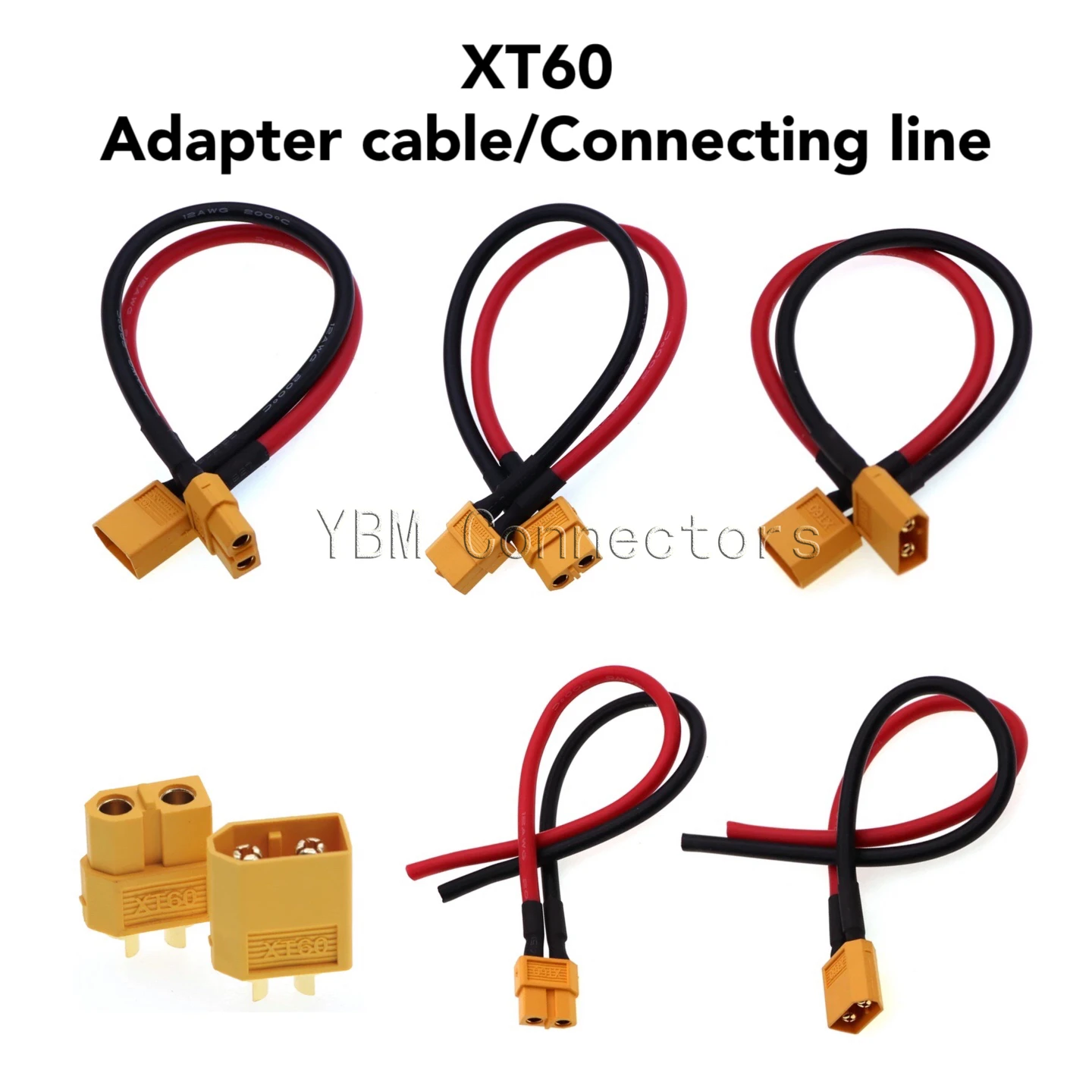 XT60 Lithium Battery Charger Plug Model aircraft Male Female High Current Connector with wire 10/20CM Silicone Wire 12AWG