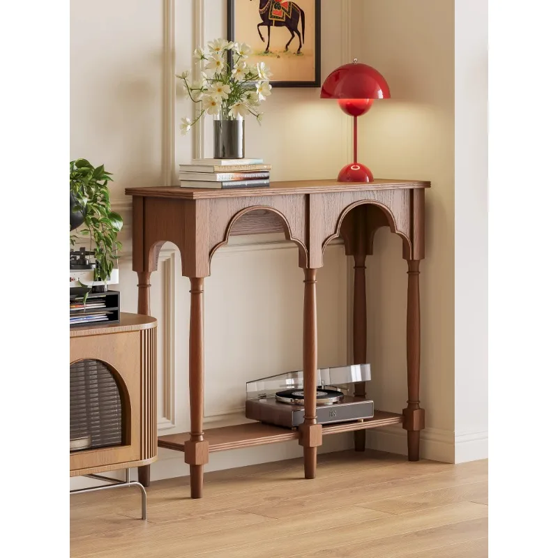 

Retro simple entrance table designer home living room entrance entrance table solid wood rack small table