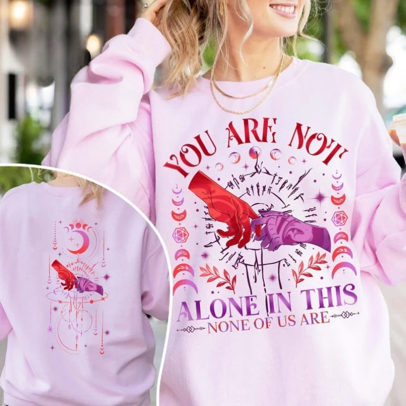 Funny Astarion Game Fan Sweatshirt, You’re Not Alone Shirt, Astarion BG3 Shirt, D20 Dice Tshirt, D20 System winter thermal hoody