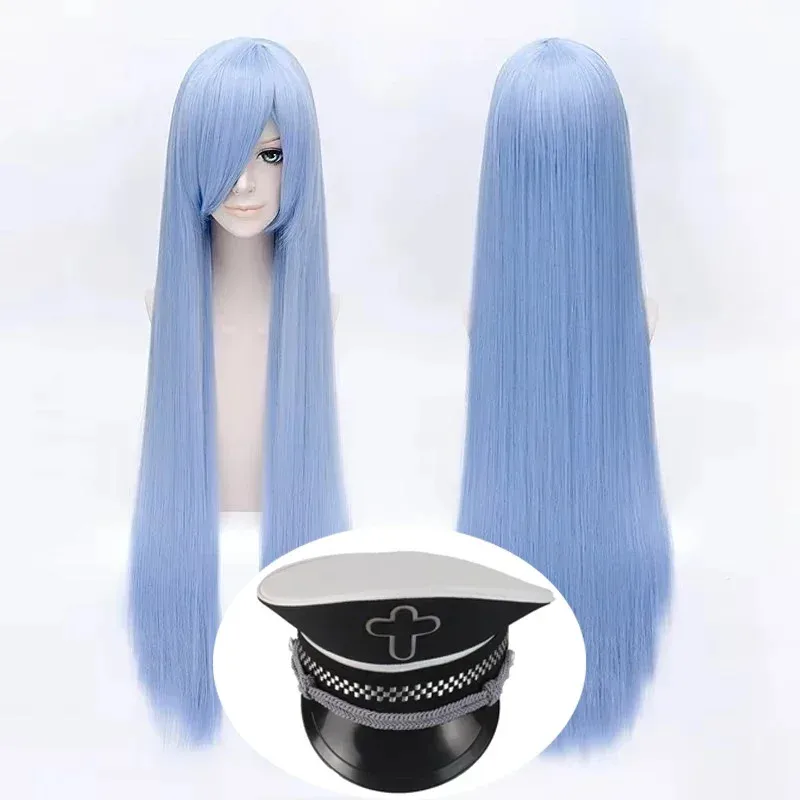 CyEsdeath 코스프레 가발 Lce 블루 합성 롱 스트레이트 가발 아카메 가 킬! 애니메이션 코스프레 귀여운 소녀 고품질 가발 일상 파티용