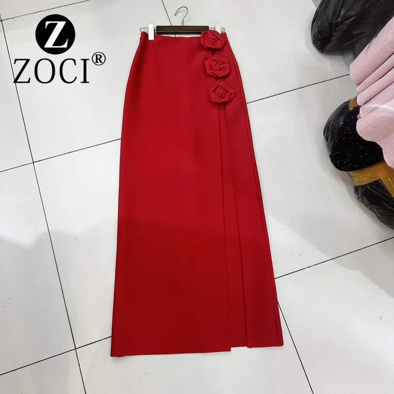 

[zoci] Australian Niche Bandage New Flower High Waist Slit Half Skirt Long Slim Fit Sexy Style A1#8739