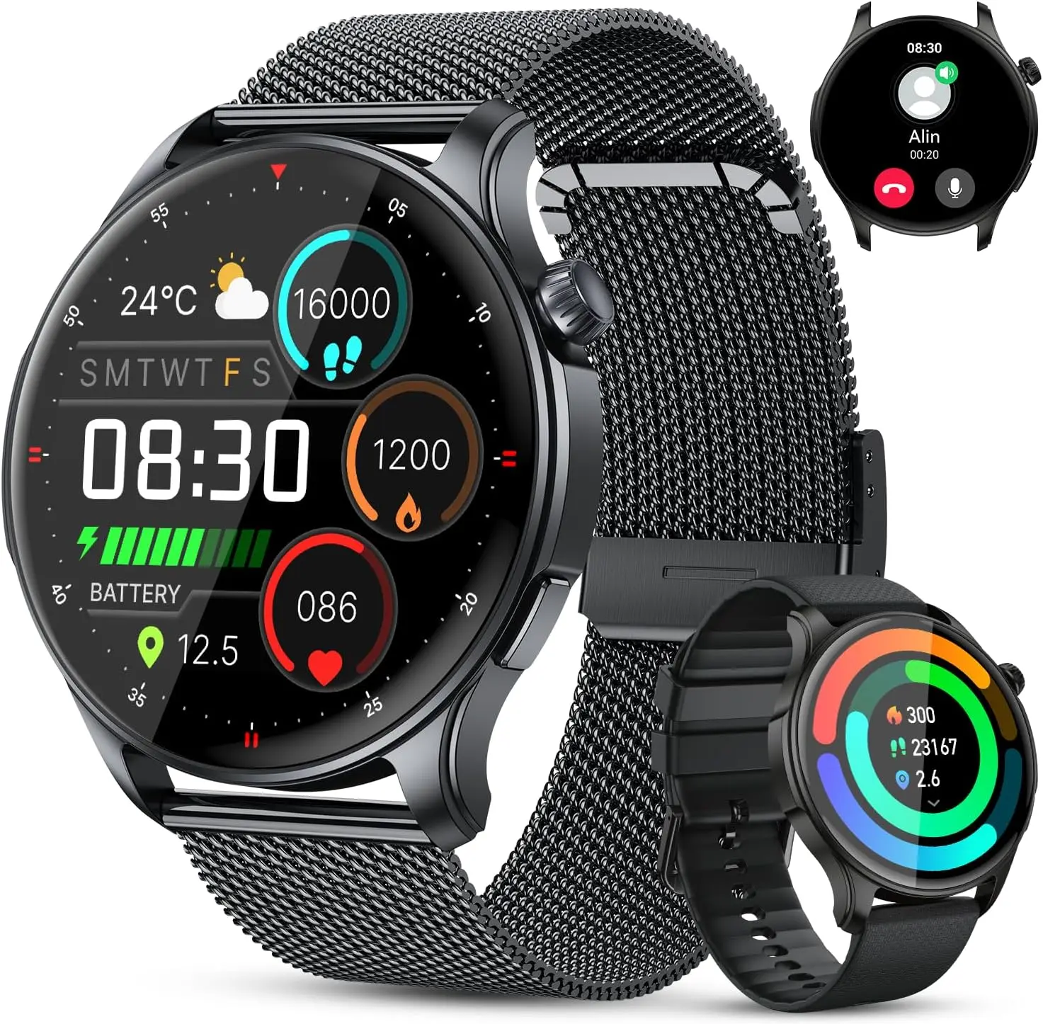 

Smart Watch for Men Women: Fitness Tracker with Heart Rate, Sleep Monitor, Waterproof, Compatible Android iPhone