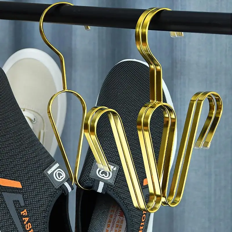 Shoe Hangers Stainless Steel Shoe Hanger Hooks Space Saving Drying Shoe Rack For Basketball Shoes Sports Shoes Slippers Cloth