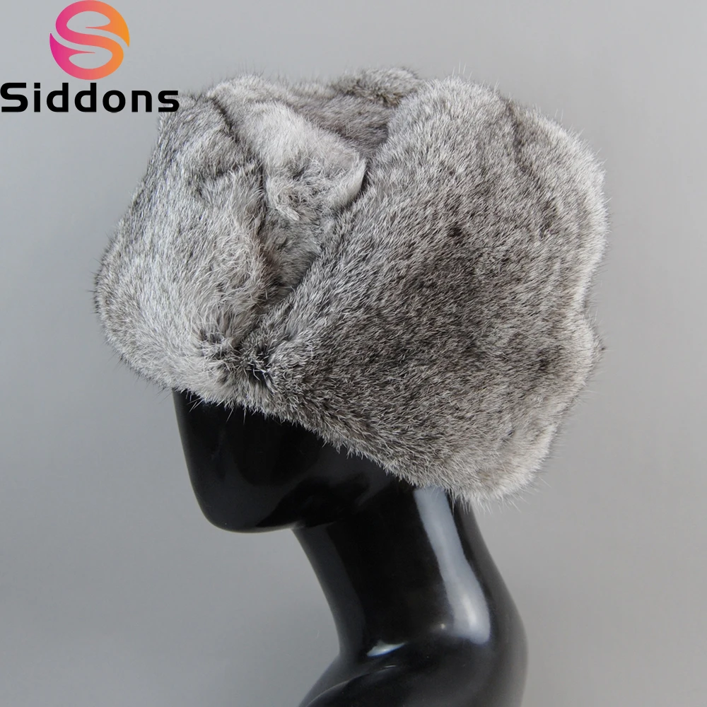 Nuevos sombreros de invierno rusos de piel de conejo auténtica para hombre, gorros de piel de conejo 100% naturales muy cálidos, gorro de piel de conejo auténtica para hombre