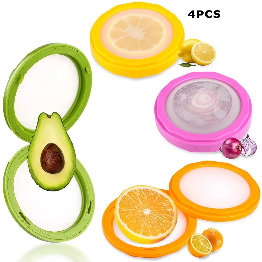 4-Piece Set Half-Cut Fruit and Vegetable Fresh-Keeping Box Transparent film-sealed lid mini refrigerator compartment storage box
