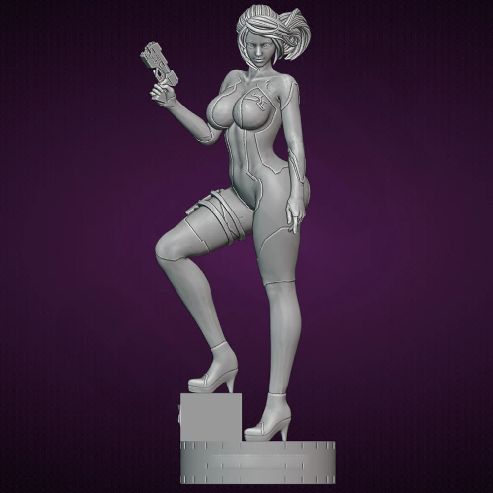 Figurine humaine fantaisie en résine, guerrier féminin de la galaxie, impression 3D, modèle de jouet, Statue de réduction Miniature, non peinte, effet gris, 1/24