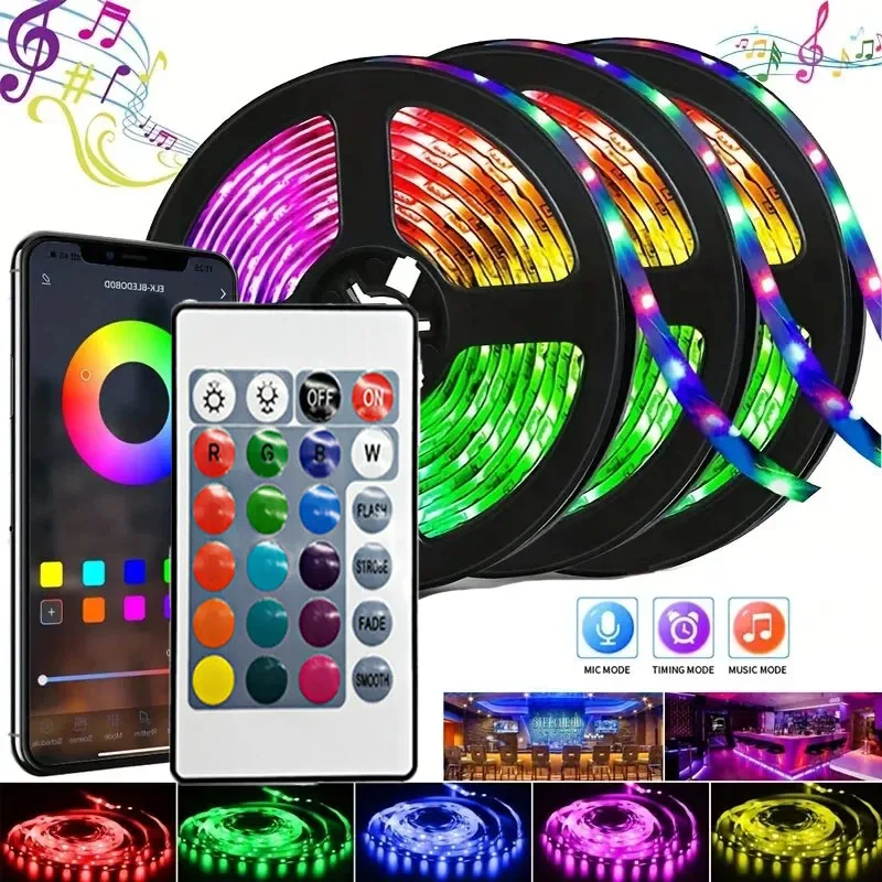 

LED Smart Bluetooth Strip Lights Infrared Control RGB Light Flexible Lamp Sync TV Smart Backlight 12V Music Sync Strip Lights