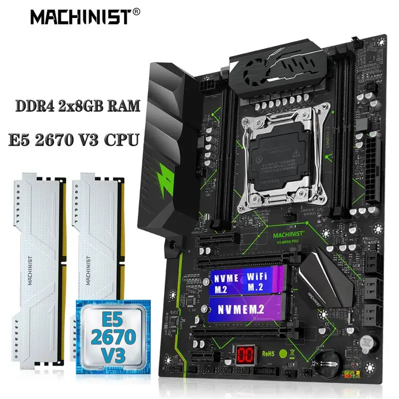 

Top MACHINIST X99 Motherboard Combo Xeon E5 2670 V3 CPU Kit DDR4 2*8GB 2133MHz RAM Memory USB3.0 NVME M.2 Four Channel E5-MR9A