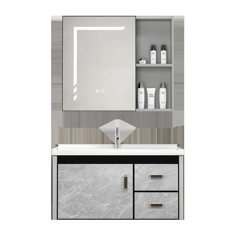 Vaidade moderna do banheiro, vaidade do banheiro de 24 "com pia, armário de banheiro do pedestal do suporte da fixação de madeira da fazenda com gaveta