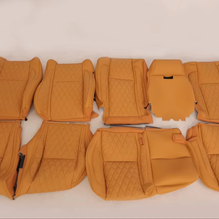 

Fit Full Set Genuine Leather Car Seat Covers Breathable Polyester Accessory Rear Protection for 5-Seat Front 7-Car Rear
