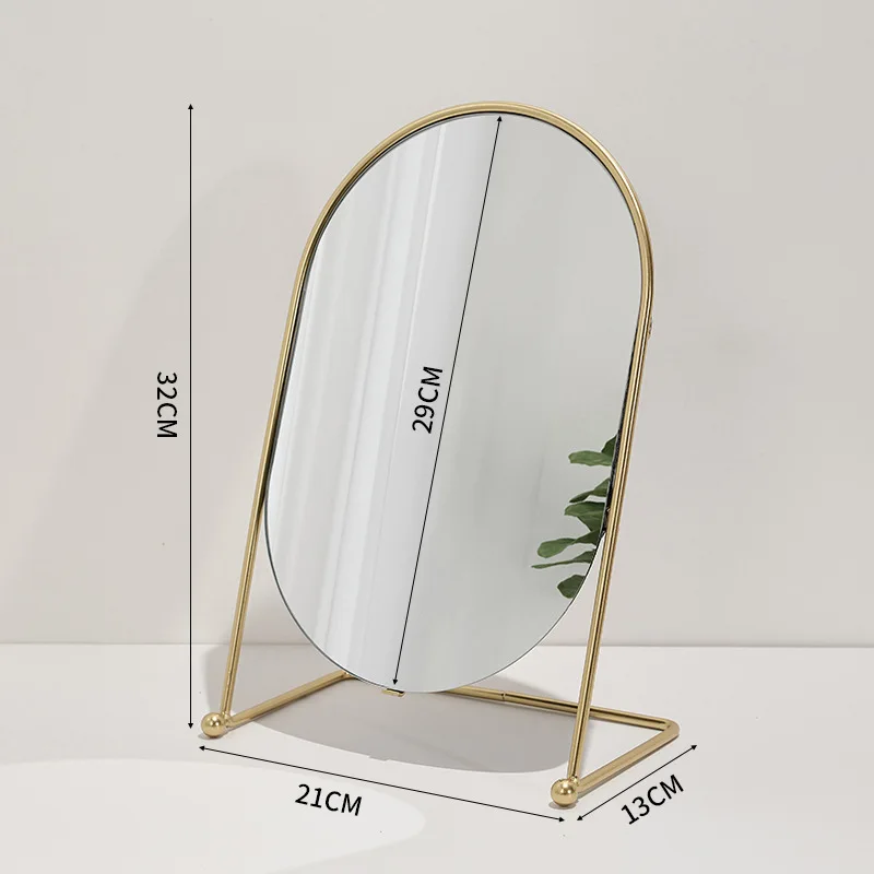 New Simple Makeup Mirror Desk Standing Oval Dressing Mirror for Bedroom Bathroom Dormitory Light Luxury Mural Home Decoration