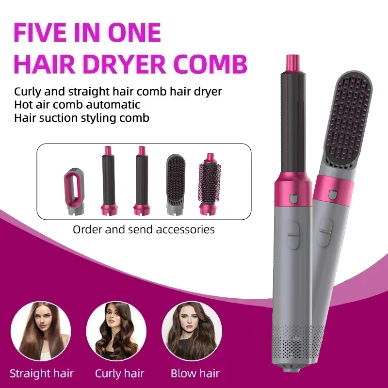 New Hair Dryer Multi Hair Styler 5 in1 Curling Iron Hair Straightener With Hair Brush Hairdryer For Hair Dryer Hair Multi Styler