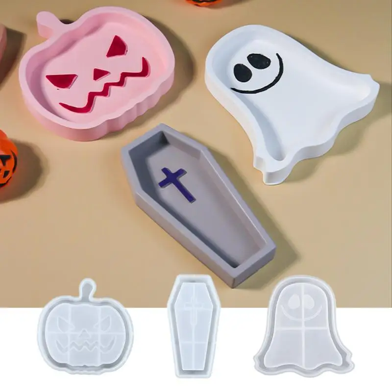 Halloween Silicone Molds Silicone Pumpkin Ghost Coffin Molds For Halloween Multifunctional Halloween Decors Non Stick Easy