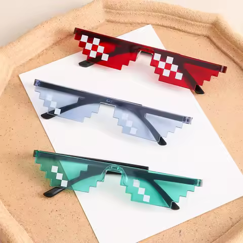 Cosplay Novel Party Glasses Vintage Halloween Pixelated Mosaic Glasses Funny Shades for Men &amp; Women